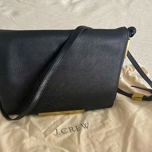 🩵 NWT 🩵 J. Crew Claremont  Black Leather Crossbody Bag Gold Blade Hardware